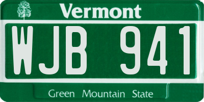VT license plate WJB941