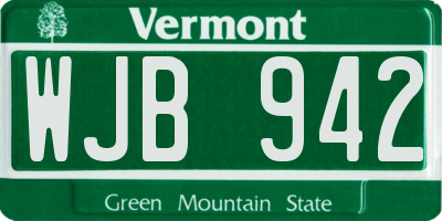 VT license plate WJB942