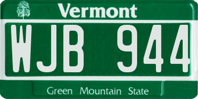 VT license plate WJB944