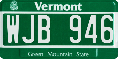 VT license plate WJB946