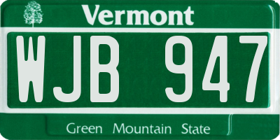 VT license plate WJB947