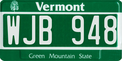 VT license plate WJB948