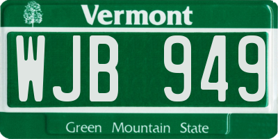 VT license plate WJB949