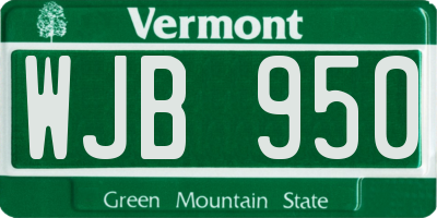 VT license plate WJB950