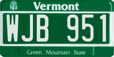 VT license plate WJB951