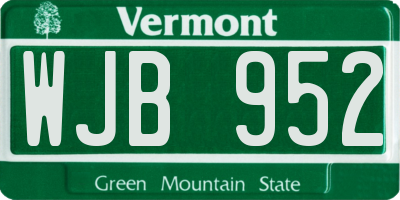 VT license plate WJB952