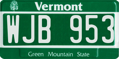 VT license plate WJB953