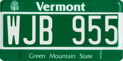 VT license plate WJB955