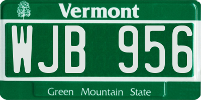 VT license plate WJB956