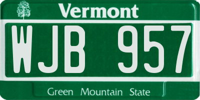 VT license plate WJB957