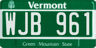 VT license plate WJB961