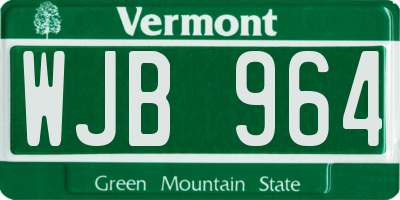 VT license plate WJB964