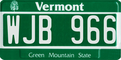 VT license plate WJB966