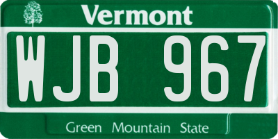 VT license plate WJB967