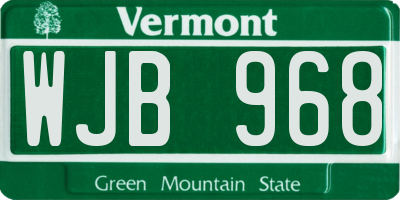 VT license plate WJB968