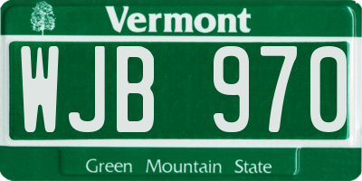 VT license plate WJB970
