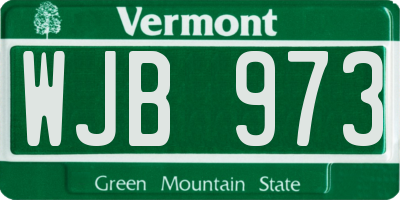 VT license plate WJB973