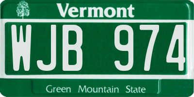 VT license plate WJB974
