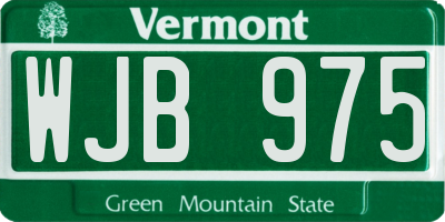 VT license plate WJB975