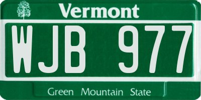 VT license plate WJB977