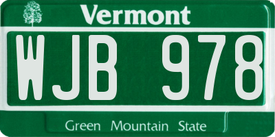 VT license plate WJB978