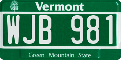 VT license plate WJB981