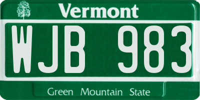 VT license plate WJB983