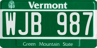 VT license plate WJB987