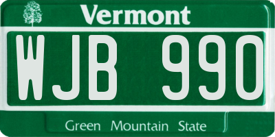 VT license plate WJB990