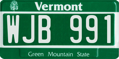 VT license plate WJB991