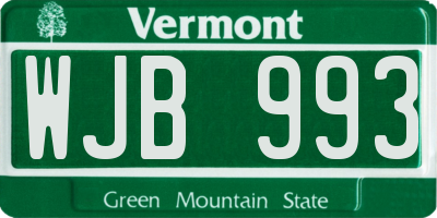 VT license plate WJB993