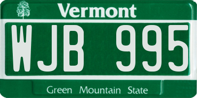 VT license plate WJB995