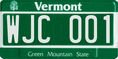VT license plate WJC001