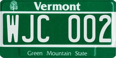 VT license plate WJC002