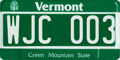 VT license plate WJC003