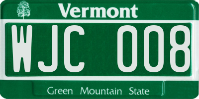 VT license plate WJC008