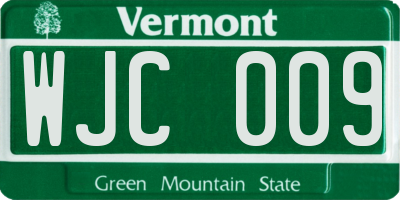 VT license plate WJC009