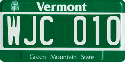 VT license plate WJC010