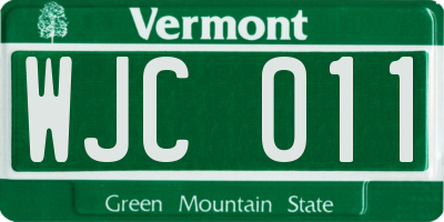 VT license plate WJC011