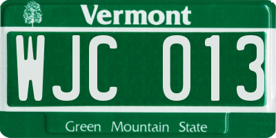 VT license plate WJC013
