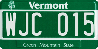 VT license plate WJC015