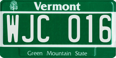 VT license plate WJC016