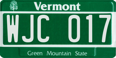 VT license plate WJC017
