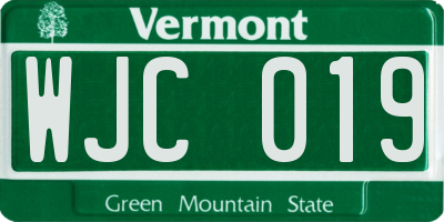 VT license plate WJC019