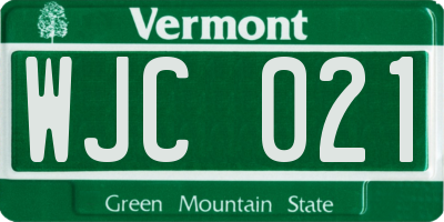 VT license plate WJC021