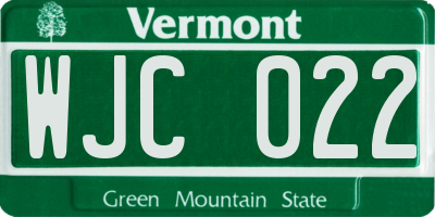 VT license plate WJC022