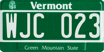 VT license plate WJC023