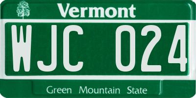 VT license plate WJC024