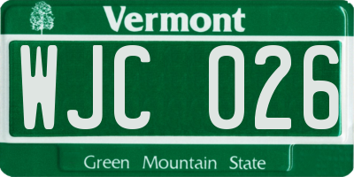 VT license plate WJC026