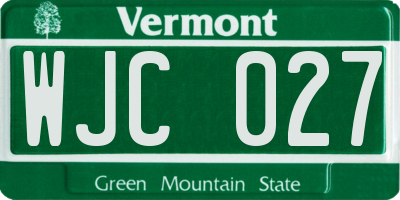 VT license plate WJC027